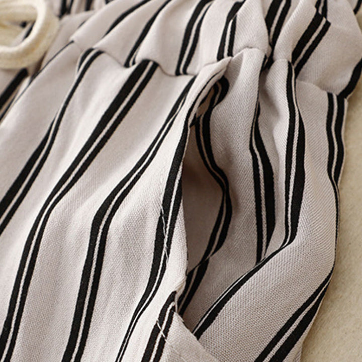 Pantalones anchos con cordones y rayas acrílicas informales de Buddha Stones para mujer con bolsillos - image 10