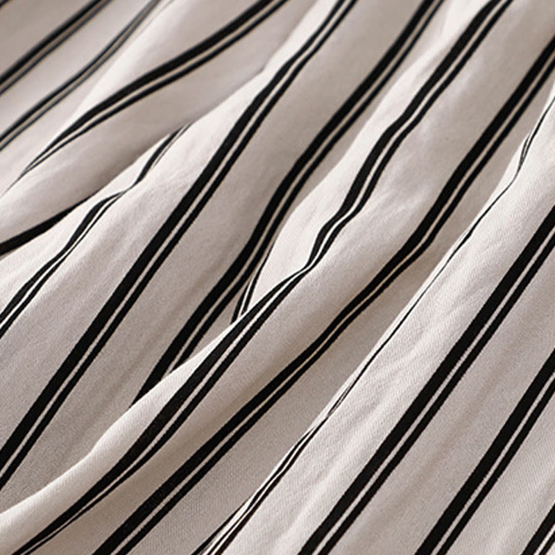 Pantalones anchos con cordones y rayas acrílicas informales de Buddha Stones para mujer con bolsillos - image 11