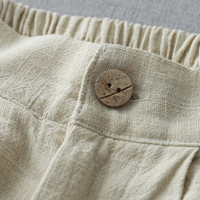 Pantalones casuales de pierna ancha de Buddha Stones con bolsillos para mujer, lisos y holgados, de longitud 7-8