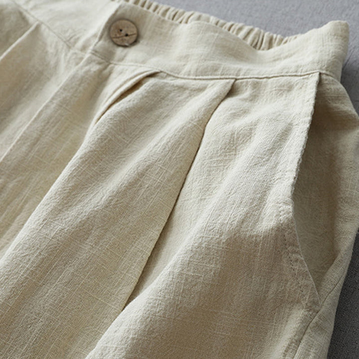 Pantalones casuales de pierna ancha de Buddha Stones con bolsillos para mujer, lisos y holgados, de longitud 7-8