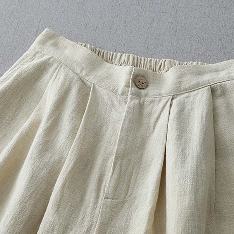 Pantalones casuales de pierna ancha de Buddha Stones con bolsillos para mujer, lisos y holgados, de longitud 7-8 - image 2