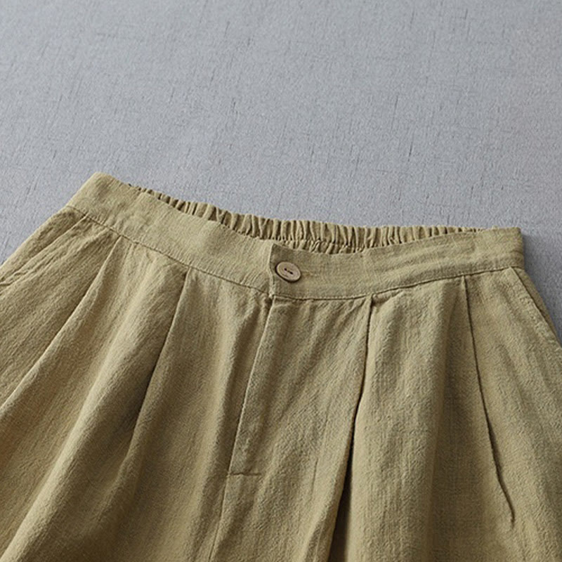 Pantalones casuales de pierna ancha de Buddha Stones con bolsillos para mujer, lisos y holgados, de longitud 7-8