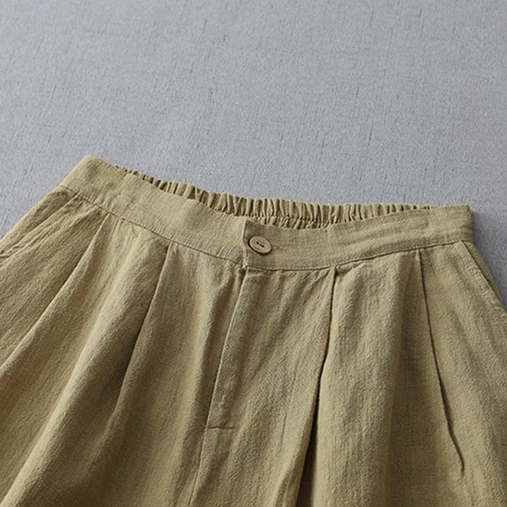 Pantalones casuales de pierna ancha de Buddha Stones con bolsillos para mujer, lisos y holgados, de longitud 7-8
