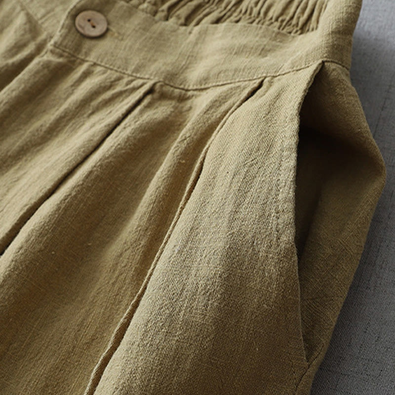 Pantalones casuales de pierna ancha de Buddha Stones con bolsillos para mujer, lisos y holgados, de longitud 7-8