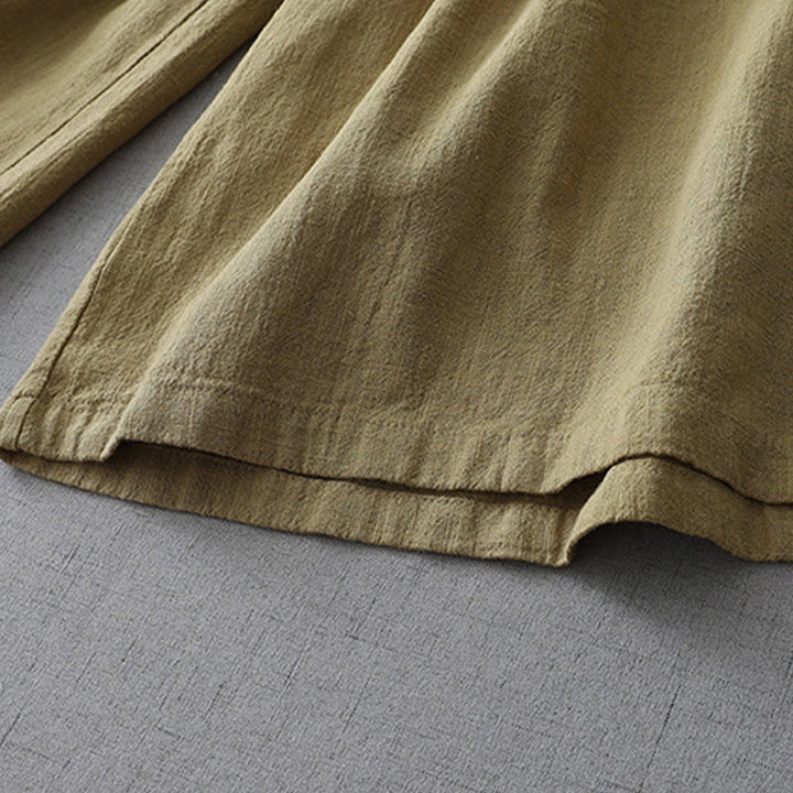 Pantalones casuales de pierna ancha de Buddha Stones con bolsillos para mujer, lisos y holgados, de longitud 7-8 - image 15