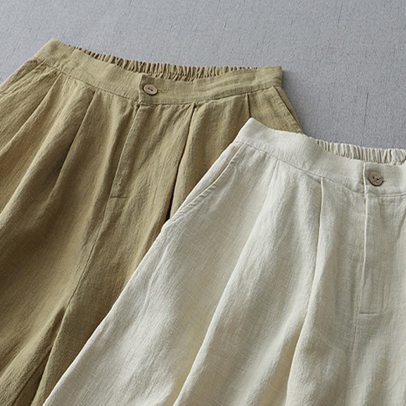 Pantalones casuales de pierna ancha de Buddha Stones con bolsillos para mujer, lisos y holgados, de longitud 7-8 - image 17