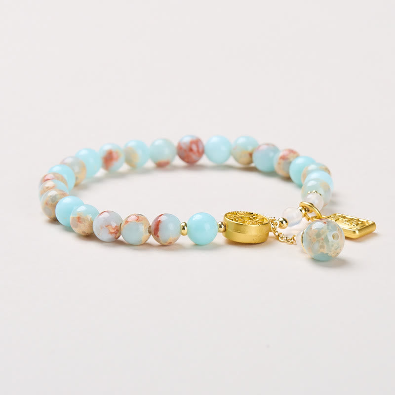Pulsera de riqueza con monedas de cobre, Buddha Stones, dinero de todas las direcciones