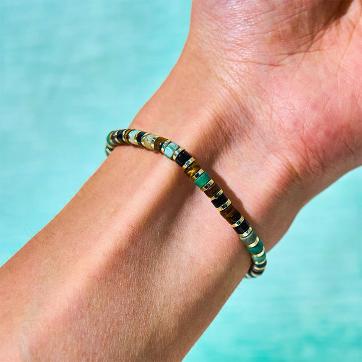Pulsera de soporte con piedras de ojo de tigre y hematita natural de Buddha Stones