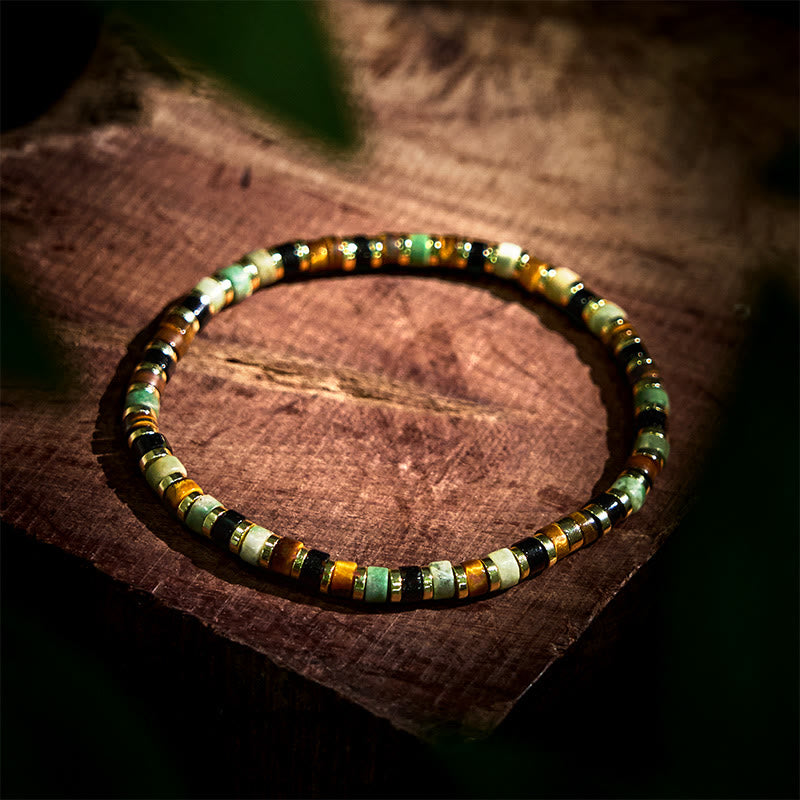 Pulsera de soporte con piedras de ojo de tigre y hematita natural de Buddha Stones