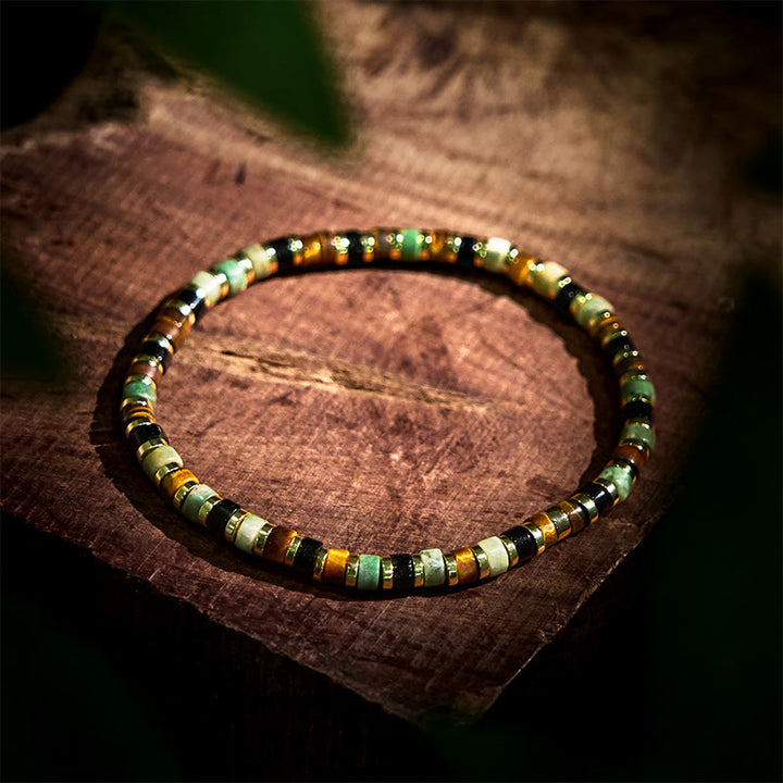 Pulsera de soporte con piedras de ojo de tigre y hematita natural de Buddha Stones