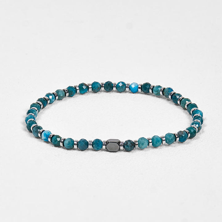 Pulsera de comunicación de apatita y hematita con Buddha Stones