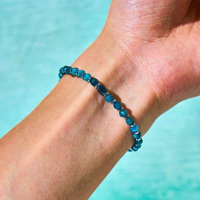 Pulsera de comunicación de apatita y hematita con Buddha Stones