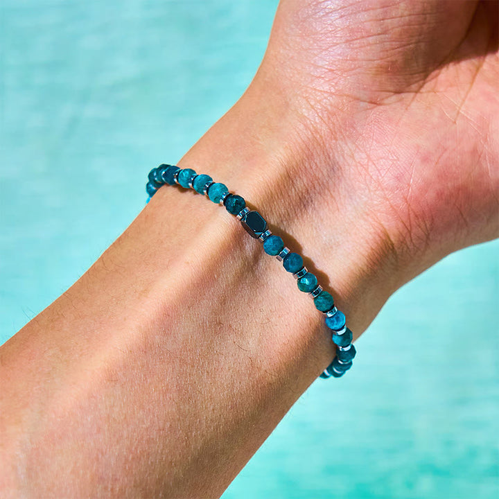 Pulsera de comunicación de apatita y hematita con Buddha Stones