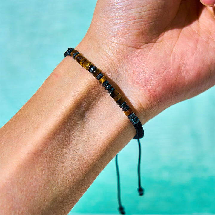 Juego de 3 pulseras protectoras de piedra de lava y ojo de tigre de Buddha Stones - image 3