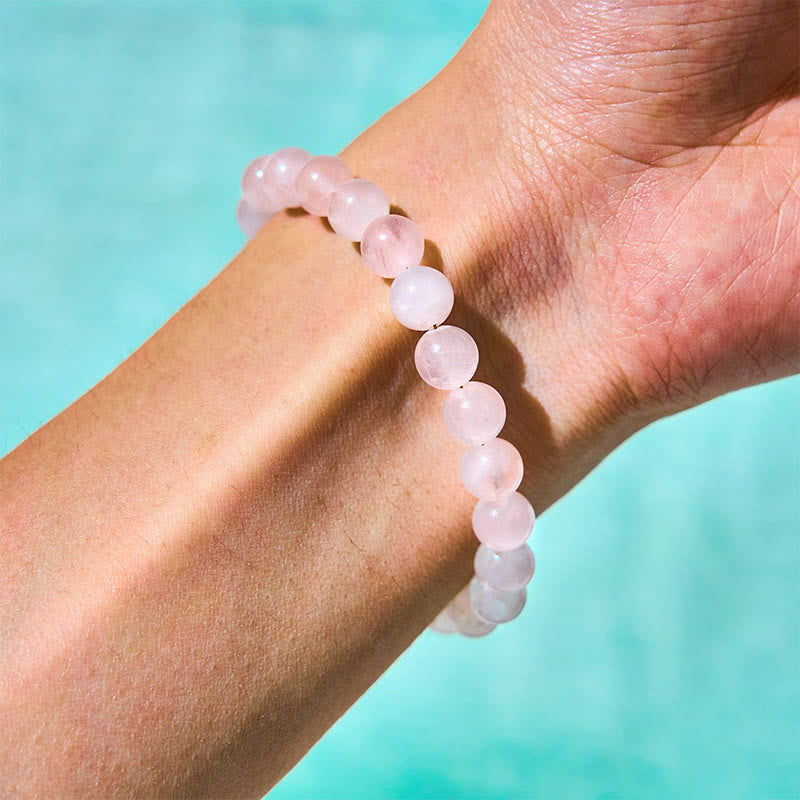 Pulsera de autoaceptación con hebilla de paz y cuentas de cristal rosa natural de Buddha Stones - image 3