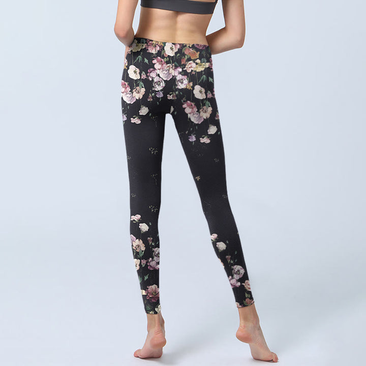 Leggings de yoga para mujer con estampado de flores de pensamiento y Buddha Stones - image 6