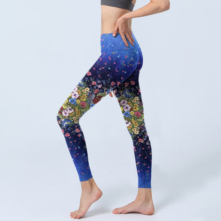 Leggings de yoga para mujer con estampado floral de colores degradados y Buddha Stones - image 2