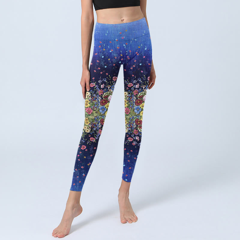 Leggings de yoga para mujer con estampado floral de colores degradados y Buddha Stones - image 5