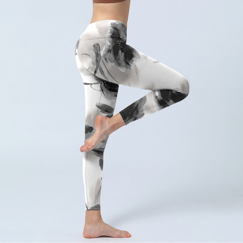 Leggings de yoga para mujer con estampado de rosas y acuarela de Buddha Stones - image 4
