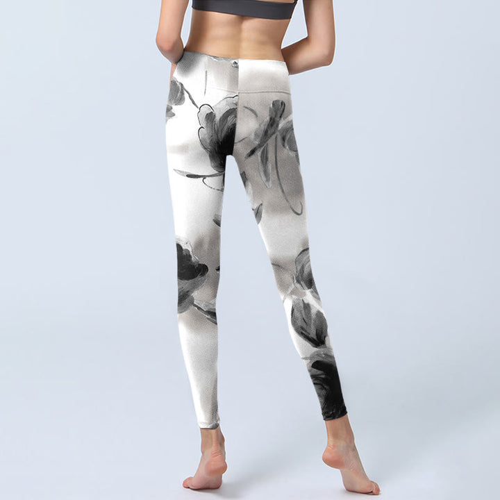 Leggings de yoga para mujer con estampado de rosas y acuarela de Buddha Stones - image 6