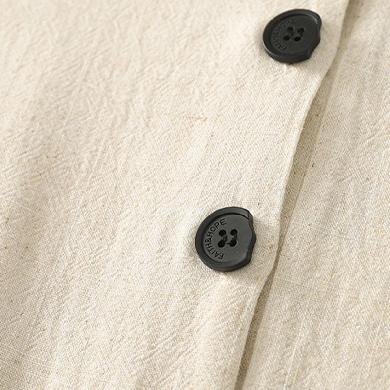 Vestido midi de poliéster sin mangas con bolsillos y diseño de botones hechos a mano con costuras casuales de Buddha Stones . - image 9