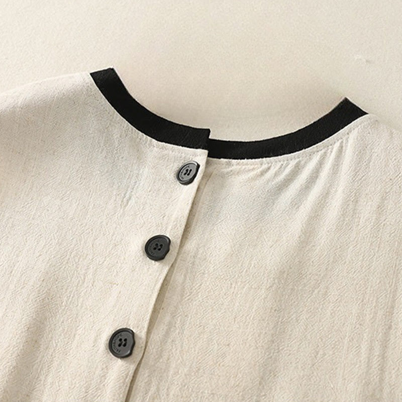 Vestido midi de poliéster sin mangas con bolsillos y diseño de botones hechos a mano con costuras casuales de Buddha Stones . - image 10