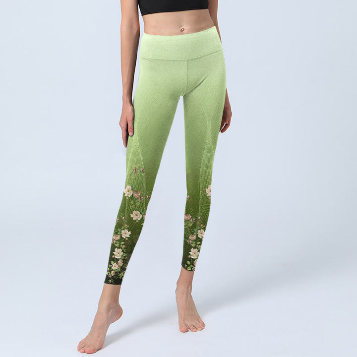 Leggings de yoga para mujer con estampado de líneas de rosas y Buddha Stones - image 5