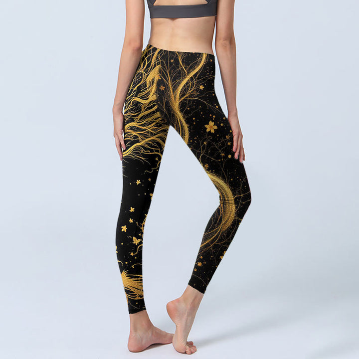 Leggings de yoga para mujer con estampado de dragón dorado y Buddha Stones - image 3