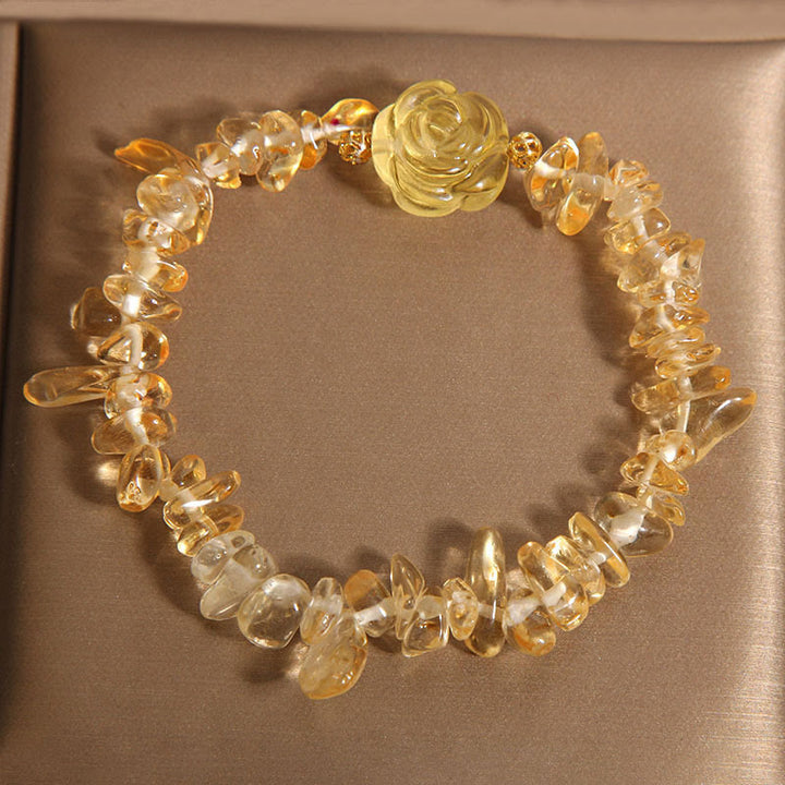Pulsera de cuentas irregulares de citrino natural con Buddha Stones