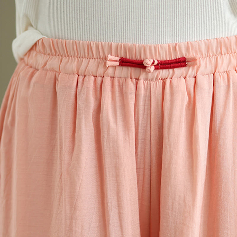 Pantalones anchos de algodón y lino con diseño vintage de Buddha Stones para mujer, con bolsillos