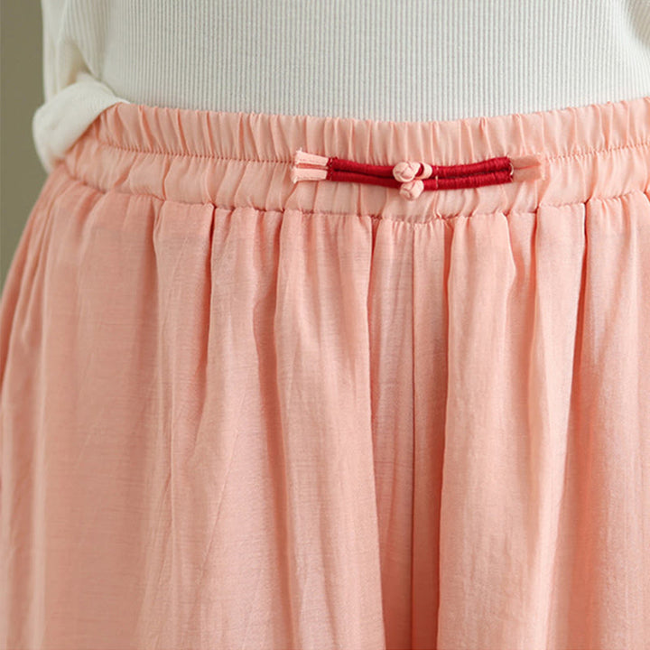 Pantalones anchos de algodón y lino con diseño vintage de Buddha Stones para mujer, con bolsillos