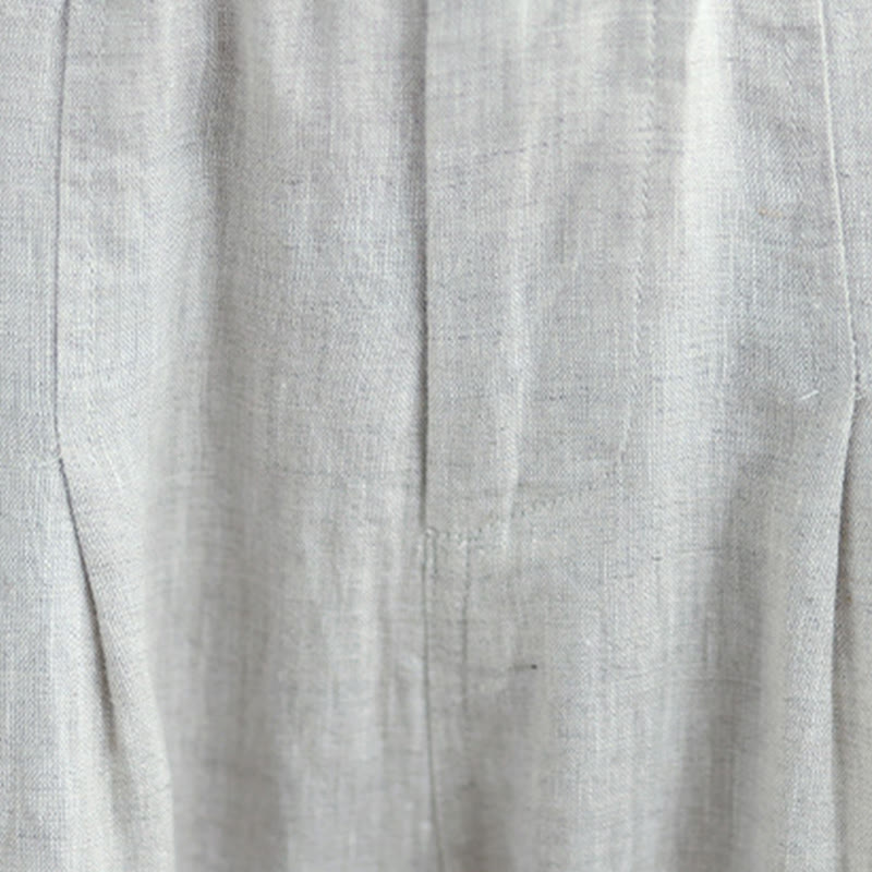 Pantalones harén de lino y algodón con bolsillos para mujer, de cintura alta, informales, de verano, de color liso, con Buddha Stones - image 7