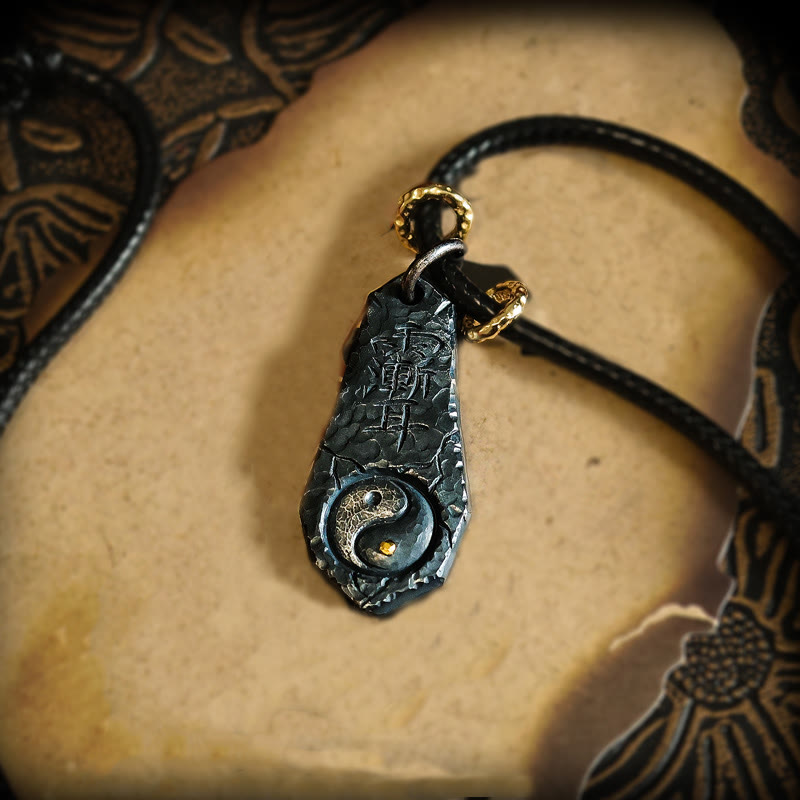 Collar con colgante de armonía con diseño de Yin Yang y Osa Mayor en plata de ley 999 y oro de 24 quilates con Buddha Stones - image 3