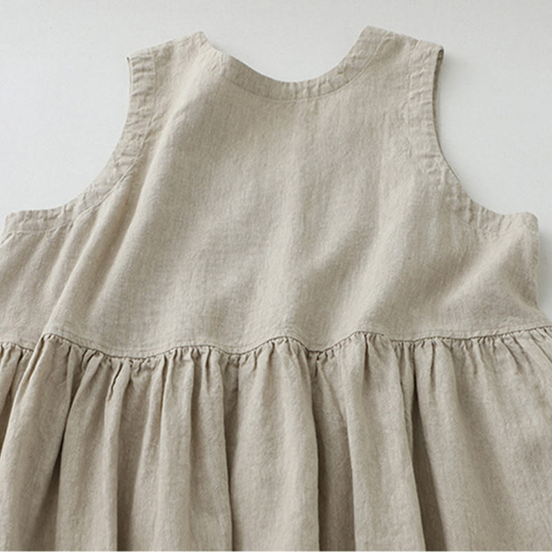 Vestido midi sin mangas con botones sencillos, cuello en V, informal, de uso diario, de Buddha Stones
