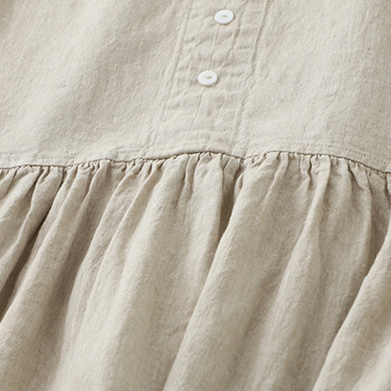 Vestido midi sin mangas de color liso con cuello en V y botones sencillos , de Buddha Stones Daily Casual. - image 4