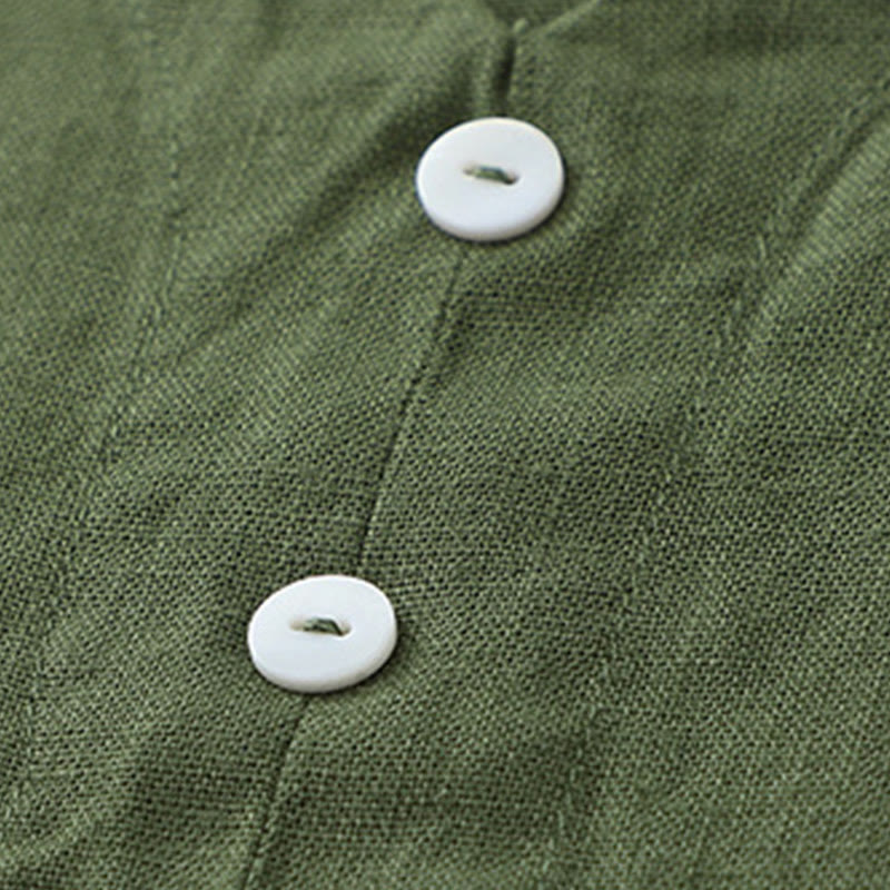 Vestido midi sin mangas de color liso con cuello en V y botones sencillos , de Buddha Stones Daily Casual. - image 14