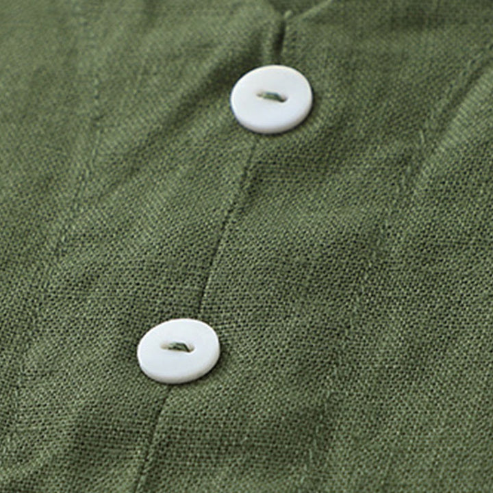 Vestido midi sin mangas de color liso con cuello en V y botones sencillos , de Buddha Stones Daily Casual. - image 14