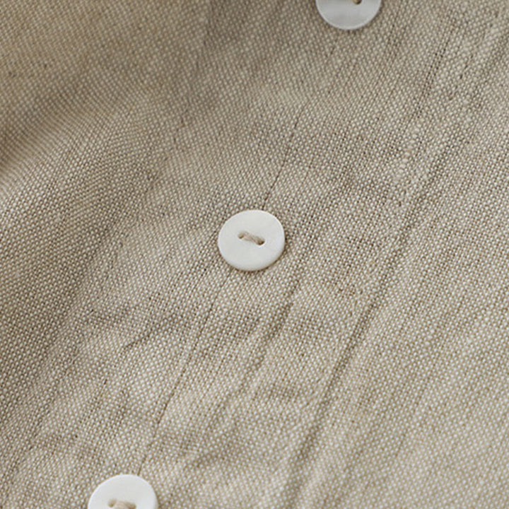Vestido midi sin mangas de color liso con cuello en V y botones sencillos , de Buddha Stones Daily Casual. - image 5