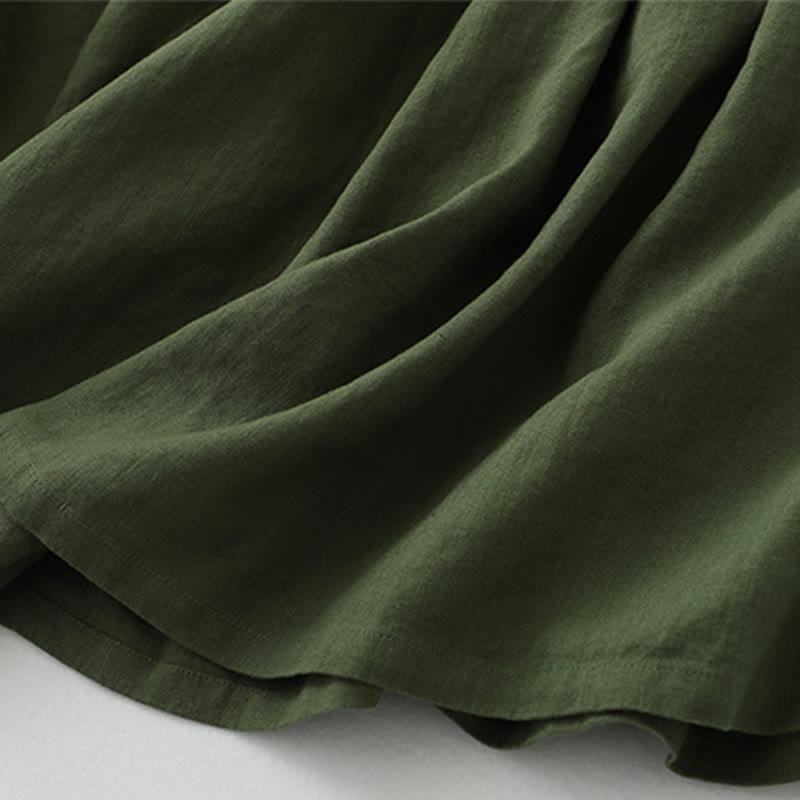 Vestido midi sin mangas con botones sencillos, cuello en V, informal, de uso diario, de Buddha Stones