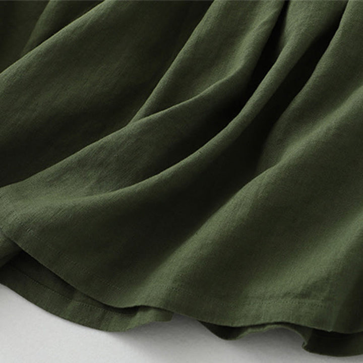 Vestido midi sin mangas con botones sencillos, cuello en V, informal, de uso diario, de Buddha Stones