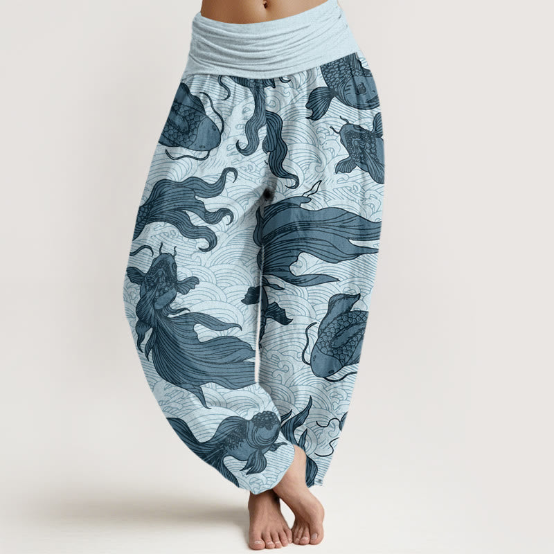 Pantalones harén con cintura elástica para mujer, diseño de Buddha Stones - Turquesa pálido - US22，UK/AU26，EU54 (6XL) - image 5