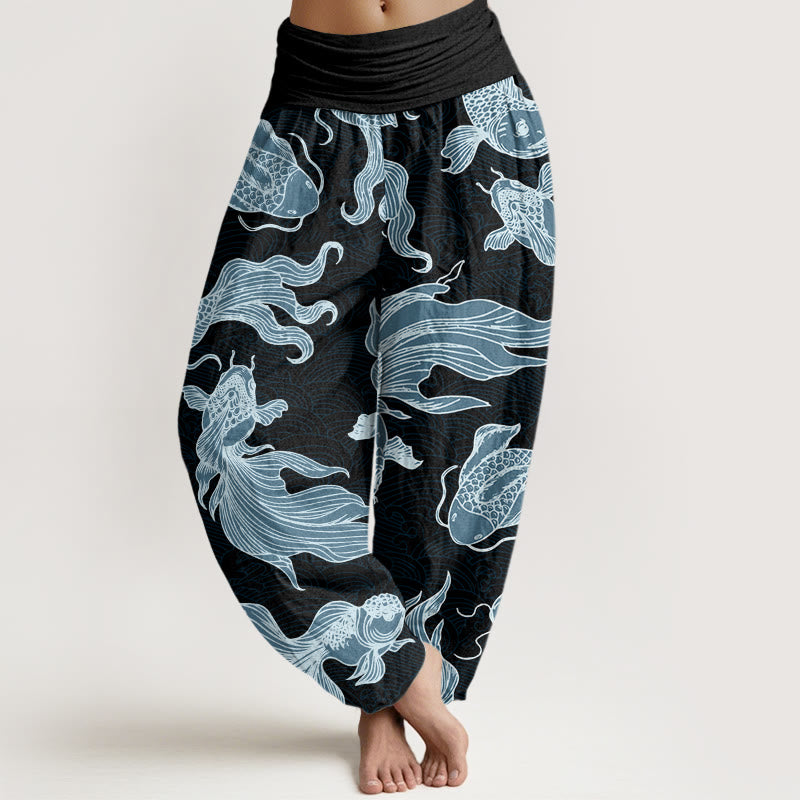 Pantalones harén con cintura elástica para mujer, diseño de Buddha Stones - Negro - US22，UK/AU26，EU54 (6XL) - image 8