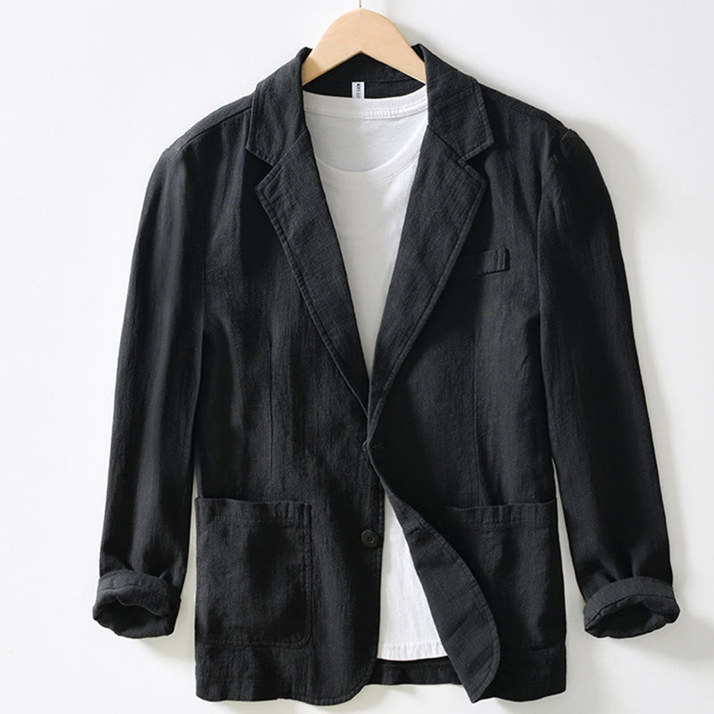 Camisa de lino y algodón para hombre con diseño de Buddha Stones, manga larga, botones y bolsillos - Negro - US/UK/AU44, EU54 (4XL) - image 15