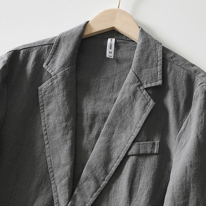 Camisa de lino y algodón para hombre con diseño de Buddha Stones, manga larga, botones y bolsillos - image 28