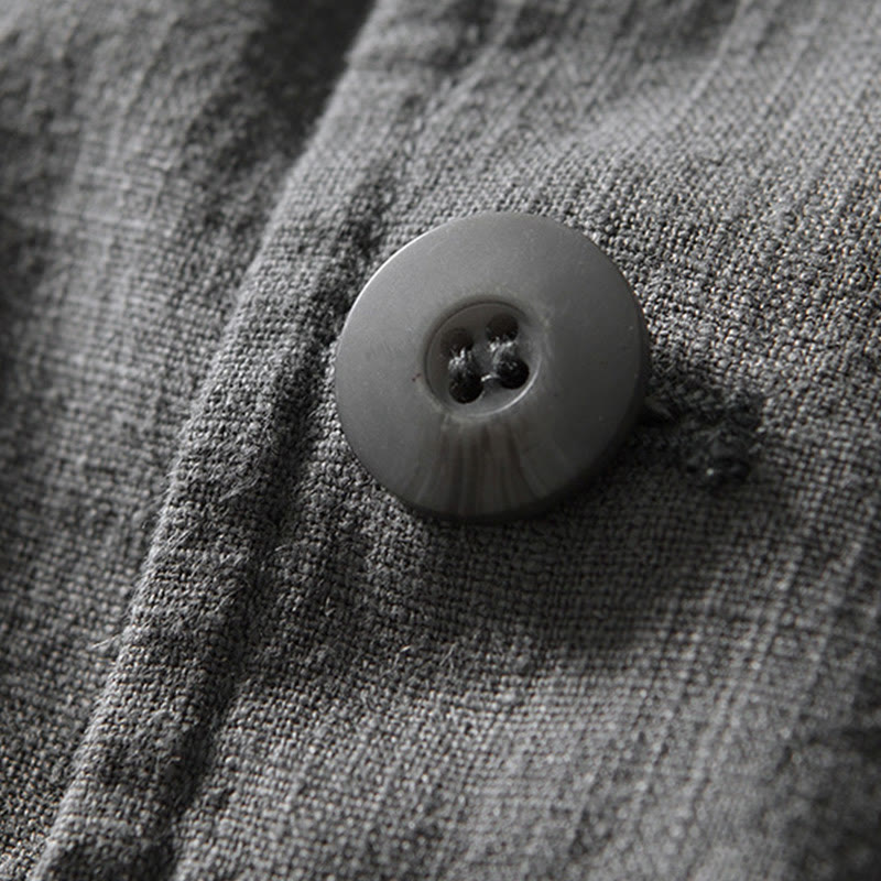 Camisa de lino y algodón para hombre con diseño de Buddha Stones, manga larga, botones y bolsillos - image 30