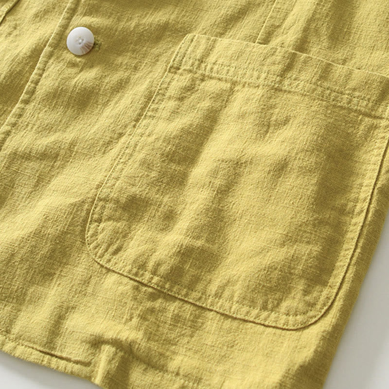 Camisa de lino y algodón para hombre con diseño de Buddha Stones, manga larga, botones y bolsillos - image 24