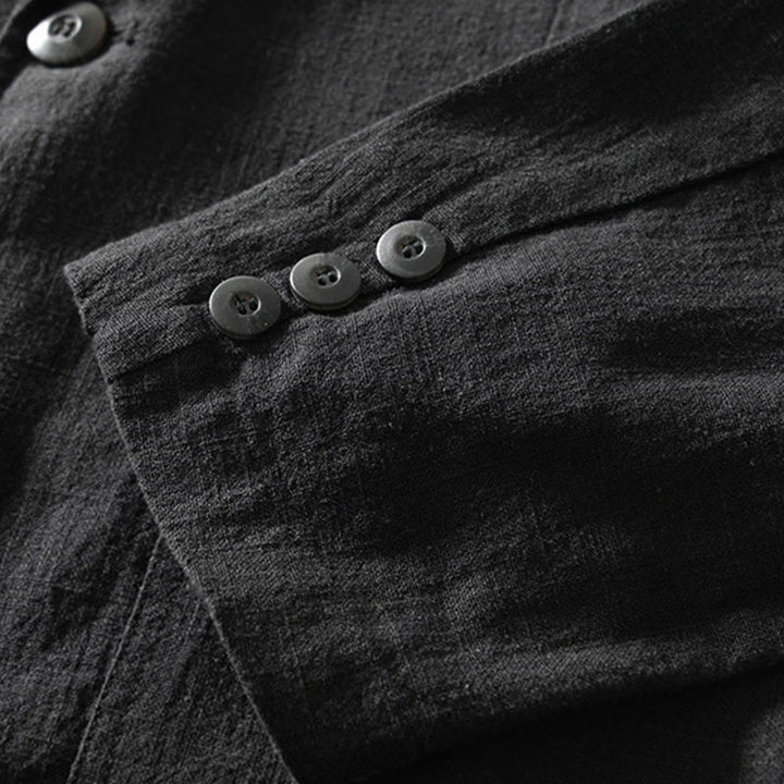 Camisa de lino y algodón para hombre con diseño de Buddha Stones, manga larga, botones y bolsillos - image 20