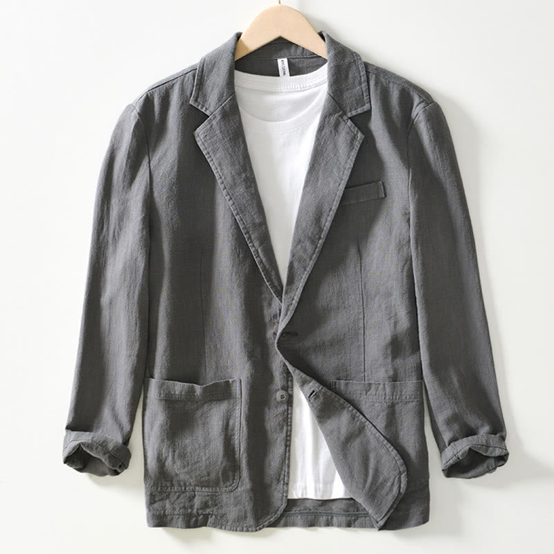 Camisa de lino y algodón para hombre con diseño de Buddha Stones, manga larga, botones y bolsillos - Gris pizarra - US/UK/AU44, EU54 (4XL) - image 27