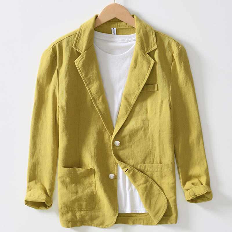 Camisa de lino y algodón para hombre con diseño de Buddha Stones, manga larga, botones y bolsillos - Amarillo - US/UK/AU44, EU54 (4XL) - image 21