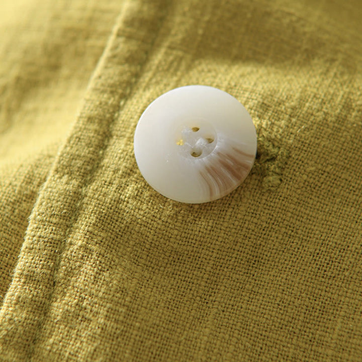 Camisa de lino y algodón para hombre con diseño de Buddha Stones, manga larga, botones y bolsillos - image 25